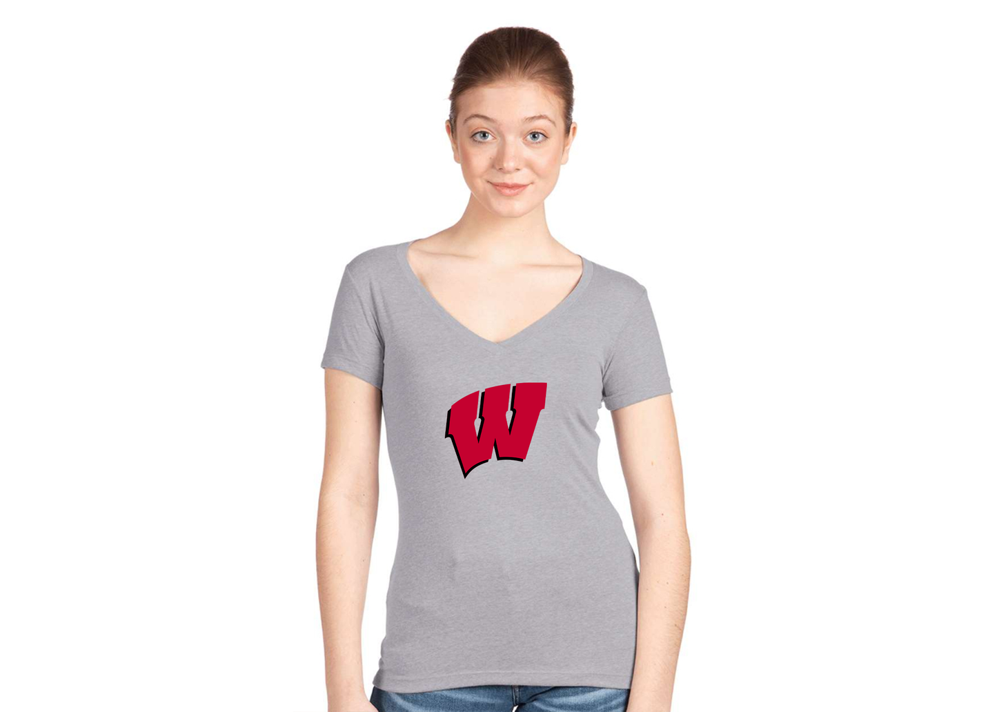 Women's Wisconsin Badgers Next Level V-Neck T-Shirt