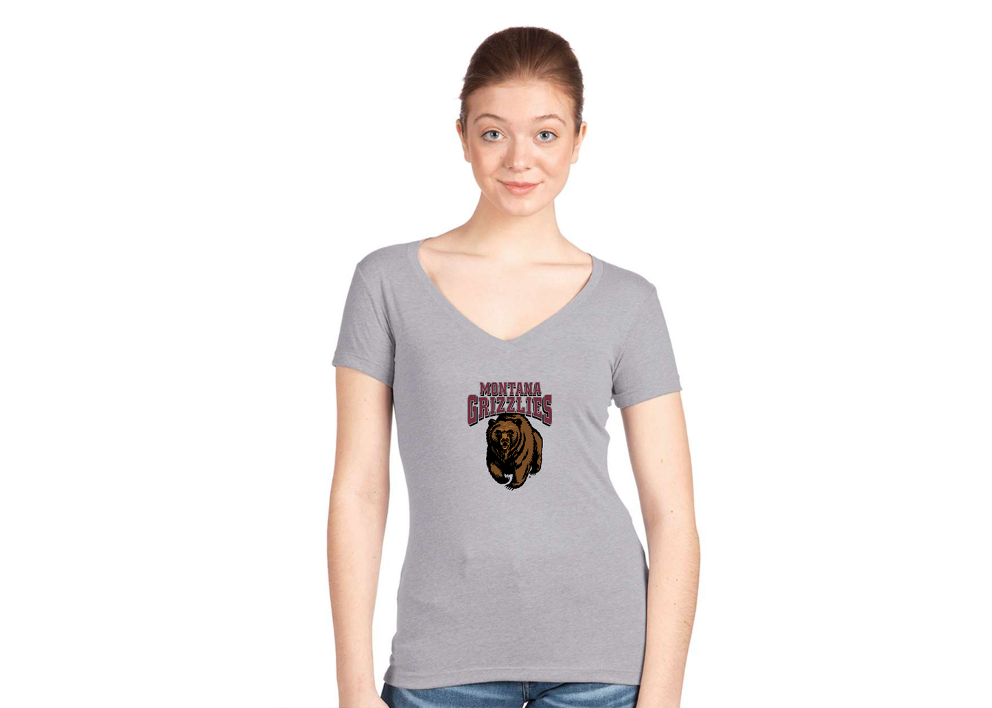 Women's Montana Grizzliesl Next Level V-Neck T-Shirt