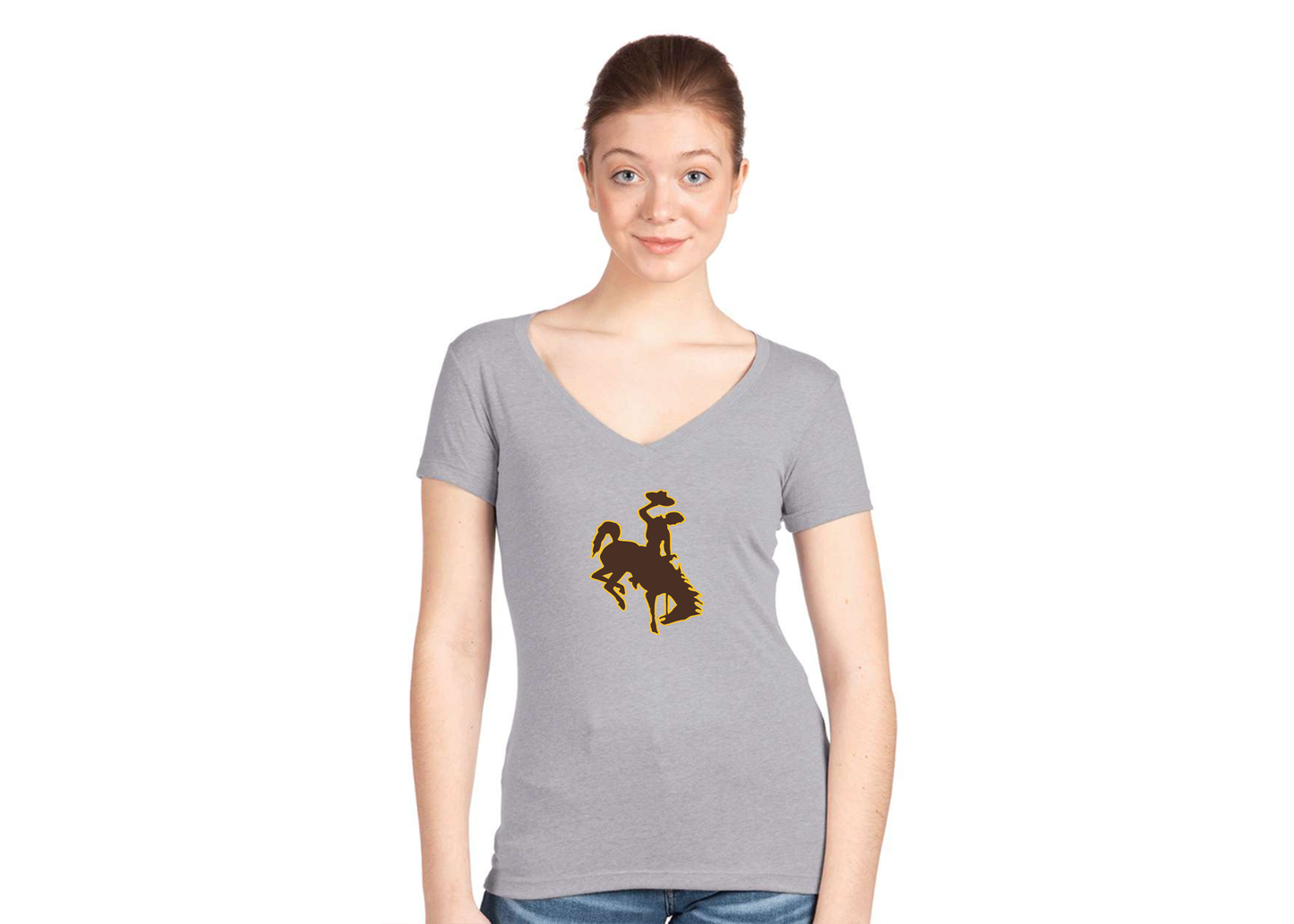 Women's Wyoming Cowboys Next Level V-Neck T-Shirt