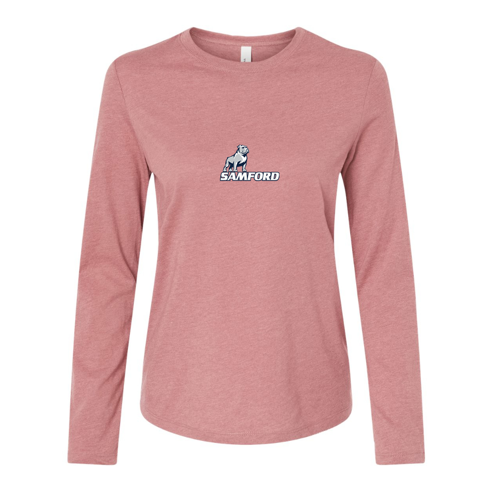 BELLA CANVAS Women’s Samford Bulldogs Logo Jersey Long Sleeve Tee