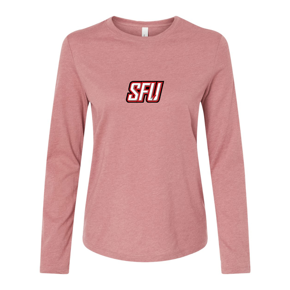 BELLA CANVAS Women’s Saint Francis Red Flash Logo Jersey Long Sleeve Tee