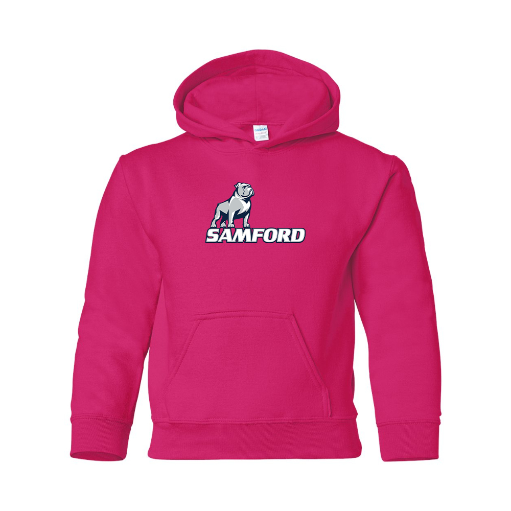 Youth Samford Bulldogs Logo Gildan Heavy Blend  Hooded Sweatshirt