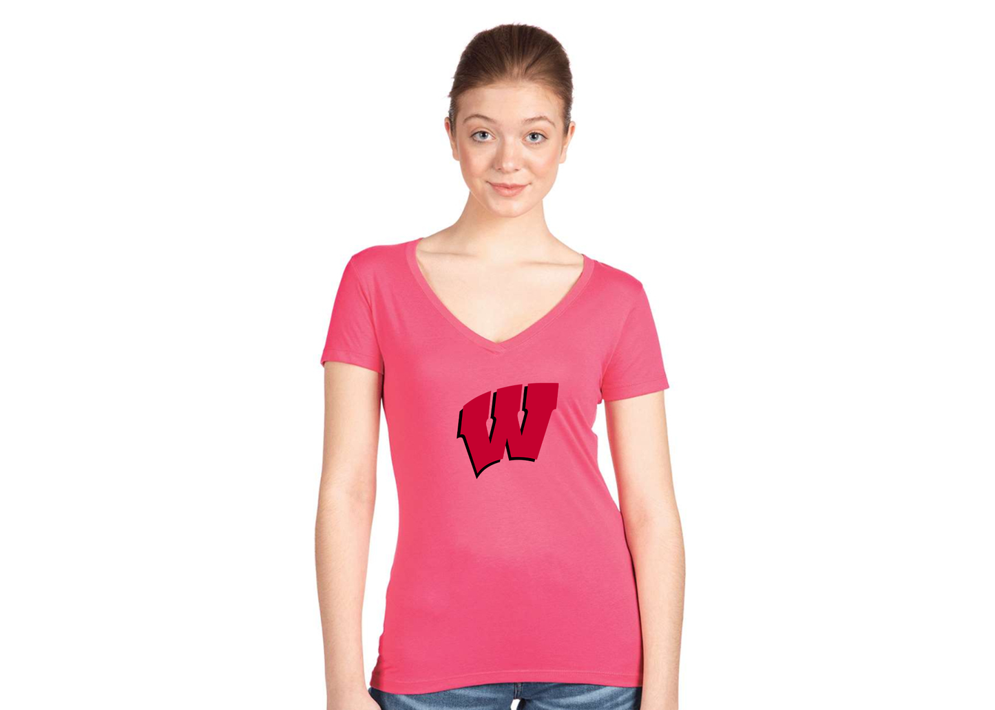 Women's Wisconsin Badgers Next Level V-Neck T-Shirt