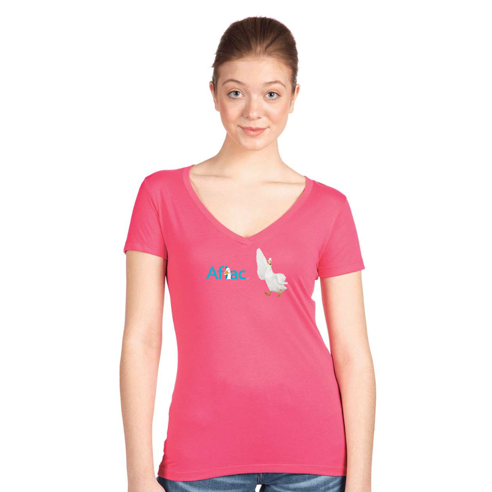 Women's Aflac Logo and Duck Next Level V-Neck T-Shirt