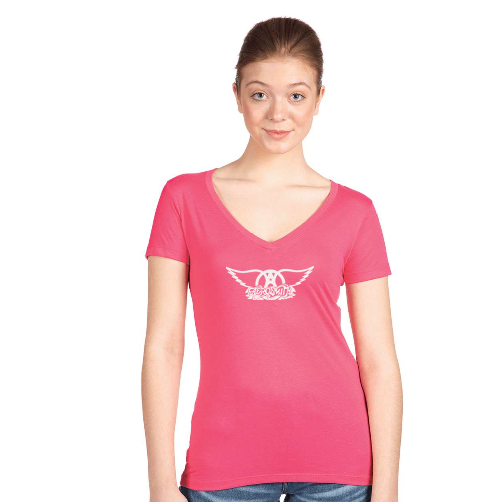 Women's Aerosmith Logo  Next Level V-Neck T-Shirt