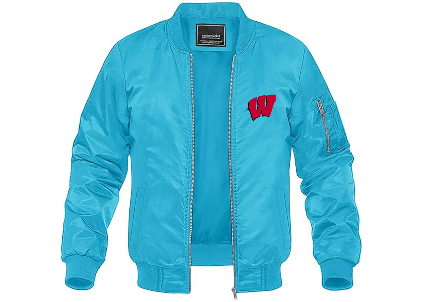 Men's Wisconsin Badgers Lightweight Bomber Jacket Windbreaker Softshell Varsity Jacket Coat