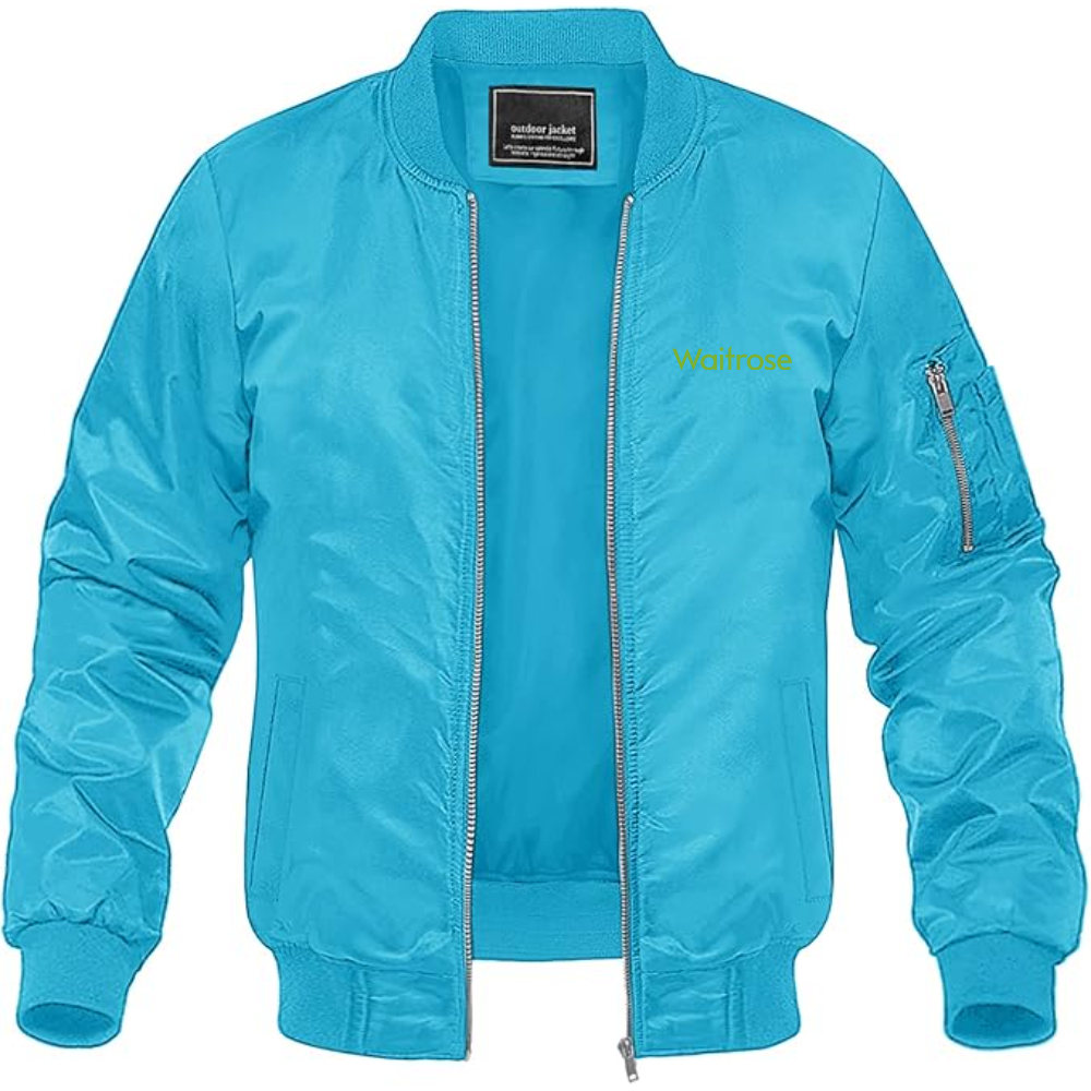 Men's Waitrose Logo Lightweight Bomber Jacket Windbreaker Softshell Varsity Jacket Coat