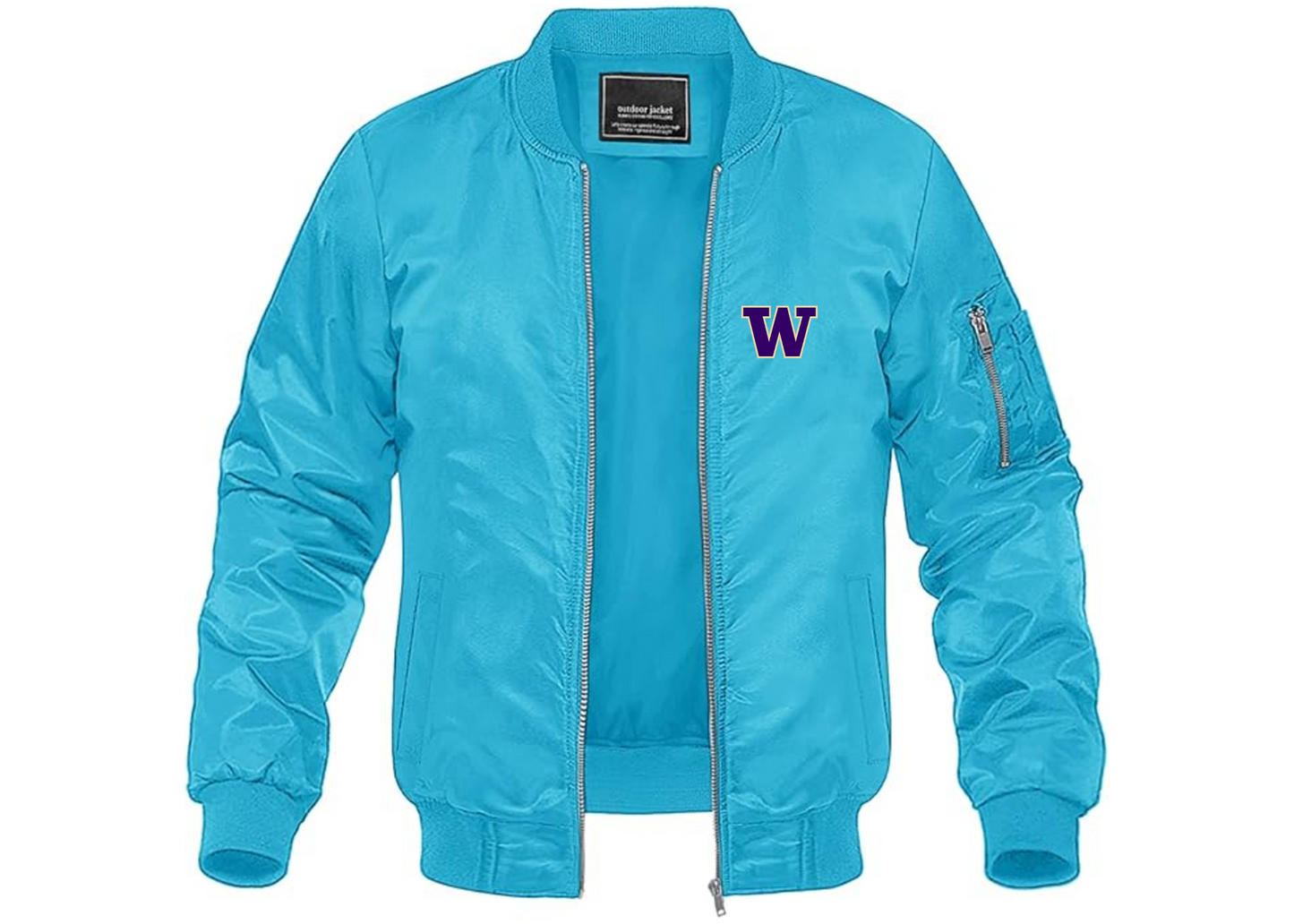 Men's Washington Huskies Lightweight Bomber Jacket Windbreaker Softshell Varsity Jacket Coat