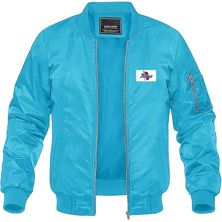 Men's Tulsa Golden Hurricane Logo Lightweight Bomber Jacket Windbreaker Softshell Varsity Jacket Coat