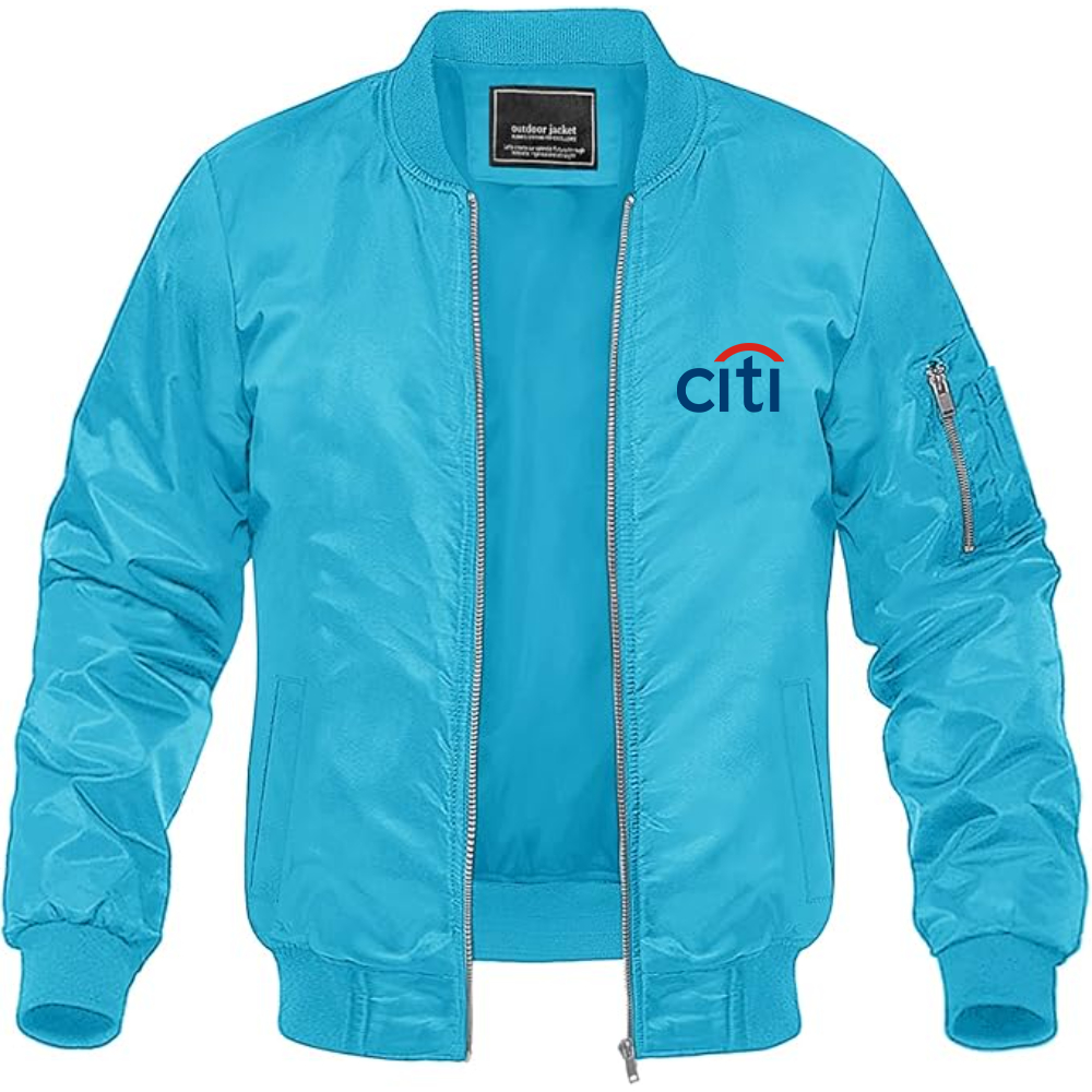 Men's Citi logo Lightweight Bomber Jacket Windbreaker Softshell Varsity Jacket Coat