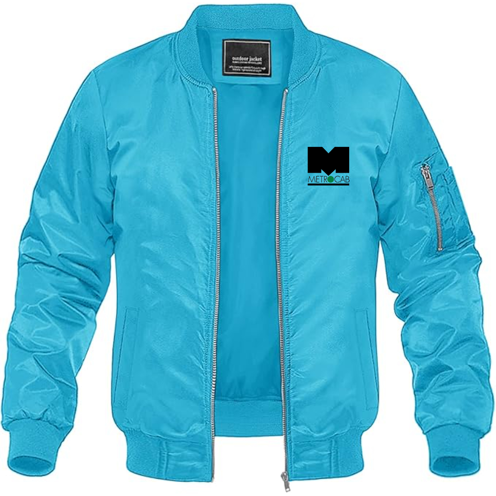 Men's Metrocab Logo Lightweight Bomber Jacket Windbreaker Softshell Varsity Jacket Coat