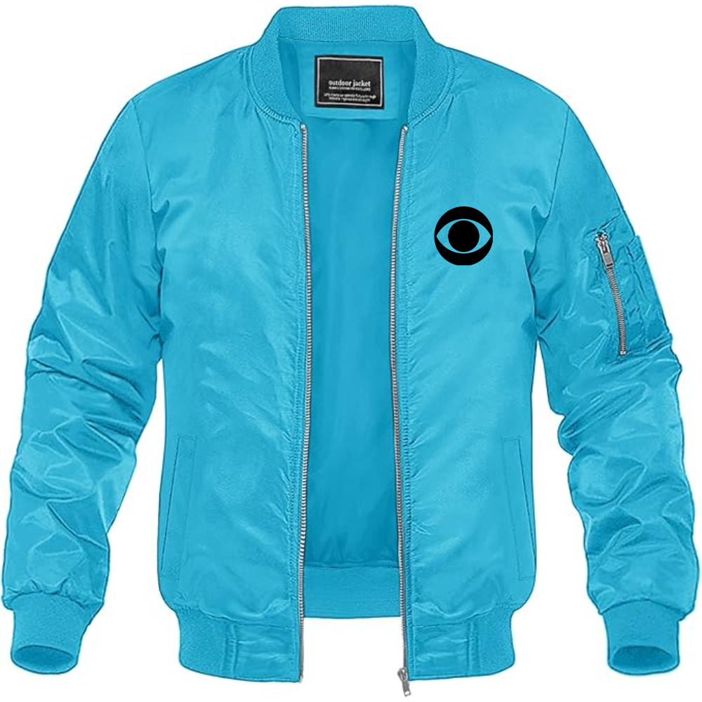 Men's CBS Logo Lightweight Bomber Jacket Windbreaker Softshell Varsity Jacket Coat