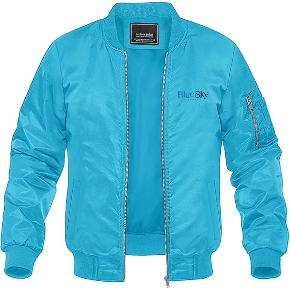 Men's Blue Sky Studios Logo Lightweight Bomber Jacket Windbreaker Softshell Varsity Jacket Coat