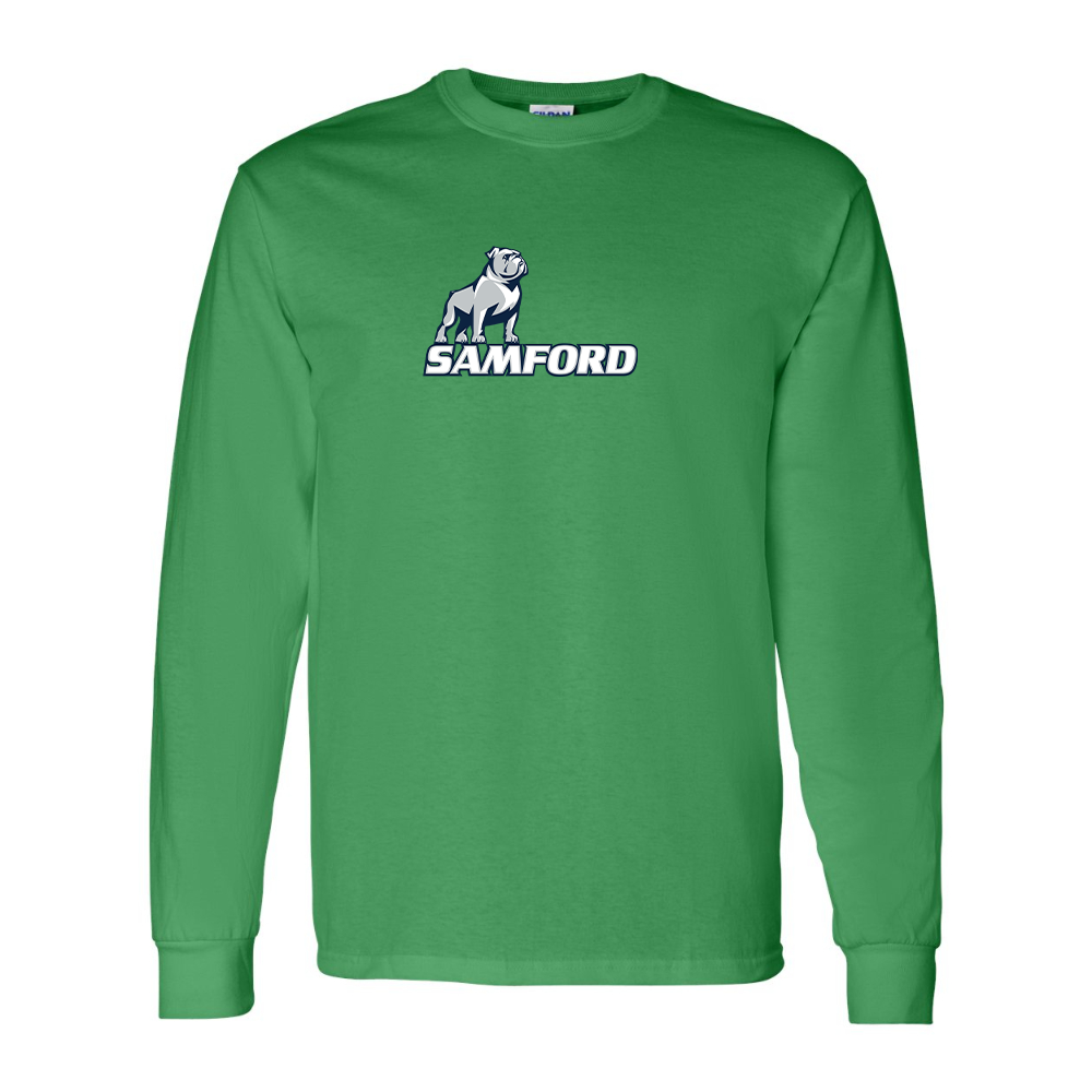 Men's Samford Bulldogs Logo Gildan Heavy Cotton Long Sleeve T-Shirt