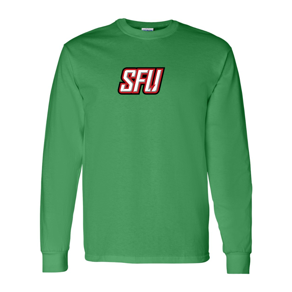 Men's Saint Francis Red Flash Logo Gildan Heavy Cotton Long Sleeve T-Shirt