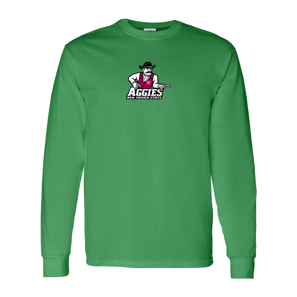 Men's Aggies New Mexico State Logo Gildan Heavy Cotton Long Sleeve T-Shirt