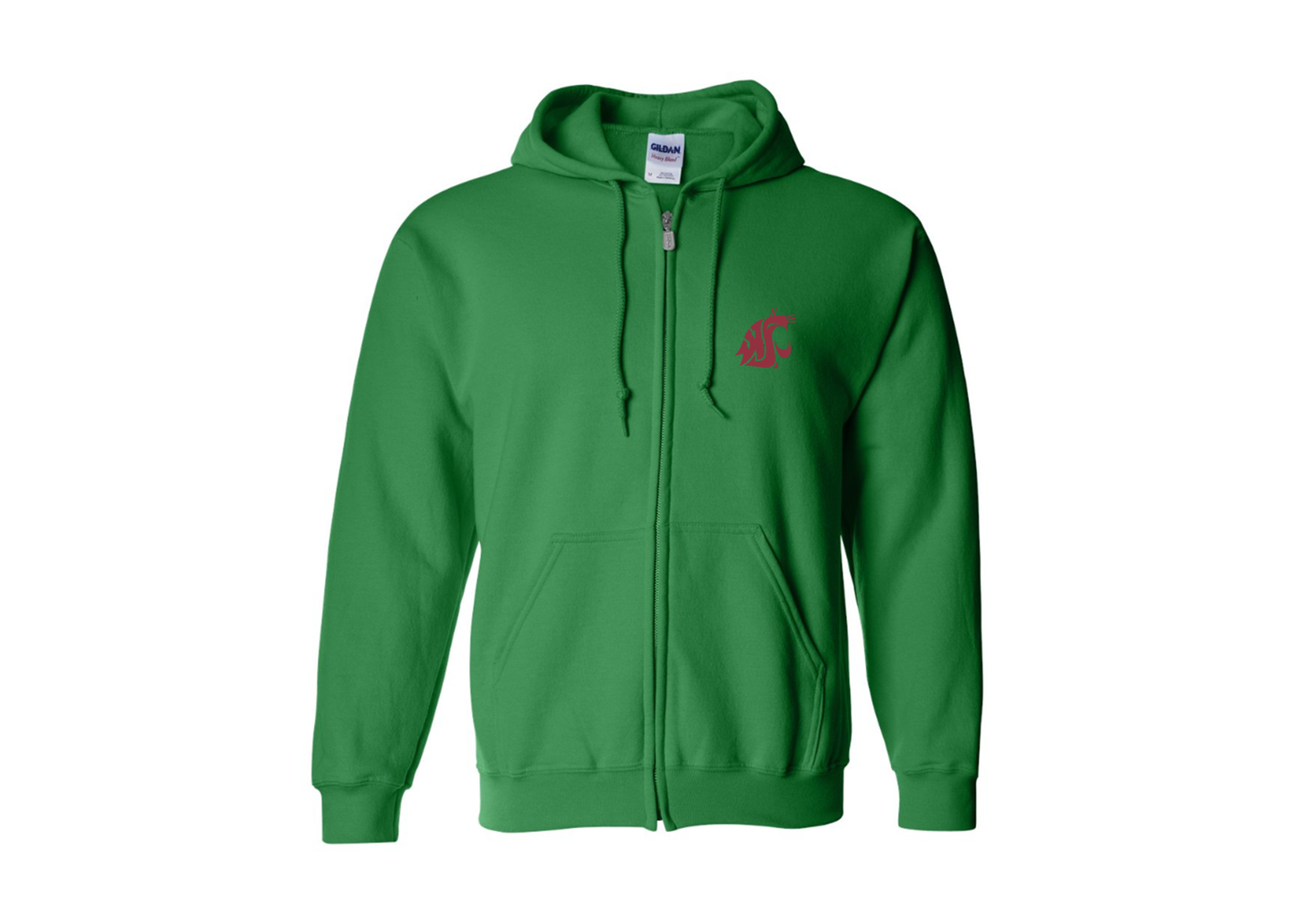 Men's Washington State Cougars Gildan  Heavy Blend Full Zip Hooded Sweatshirt