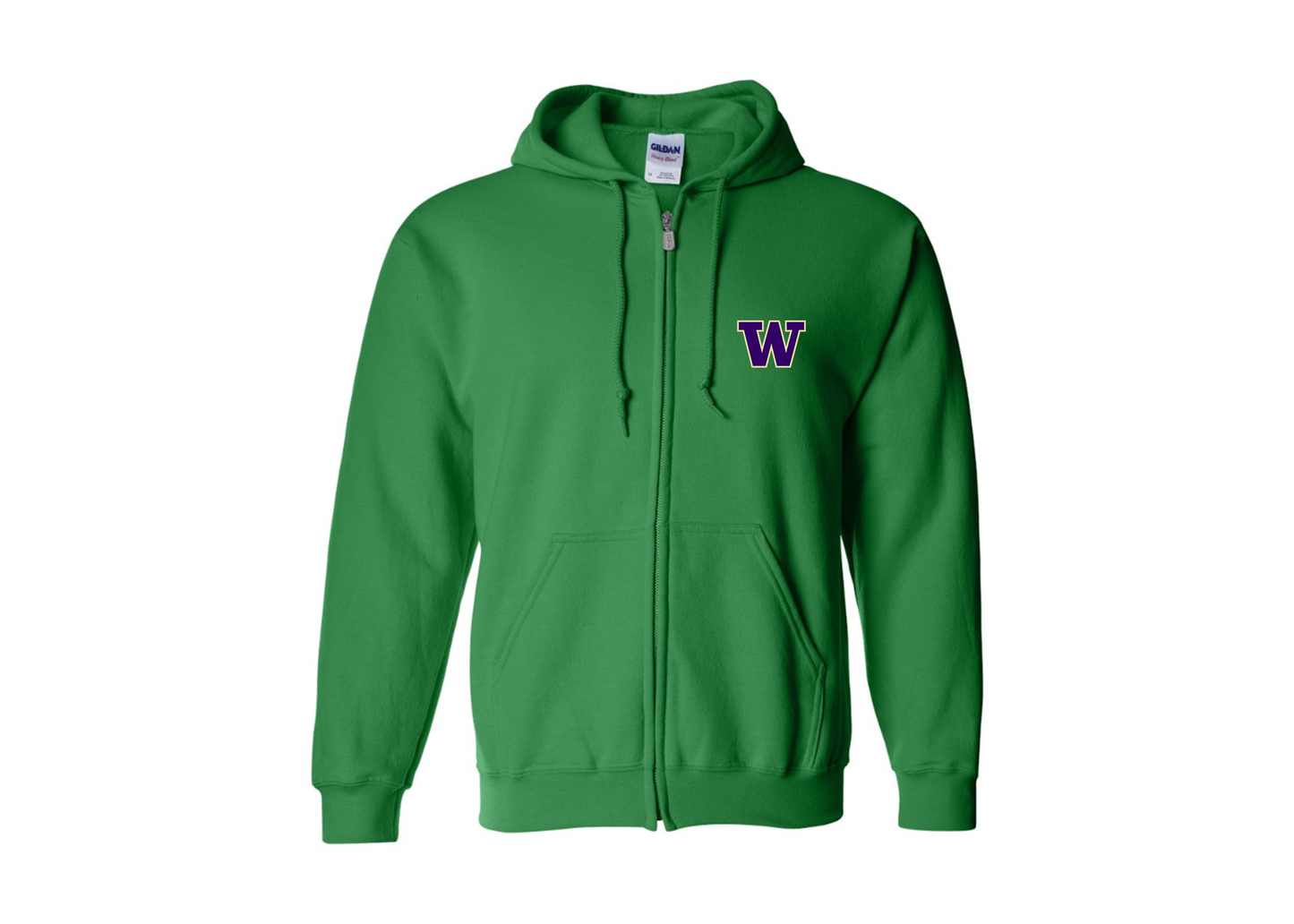 Men's Washington Huskies Gildan  Heavy Blend Full Zip Hooded Sweatshirt