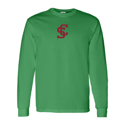 Men's Santa Clara Broncos Logo Gildan Heavy Cotton Long Sleeve T-Shirt
