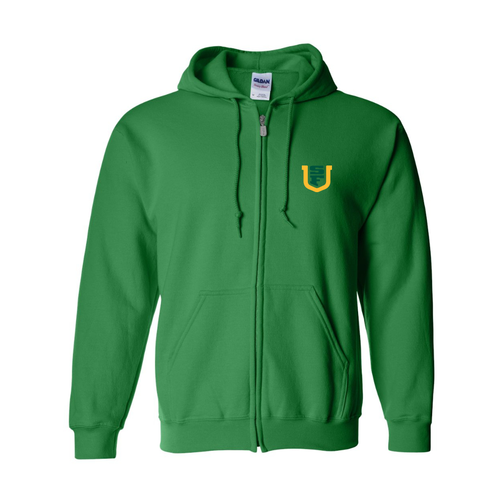 Men's San Francisco Dons Logo Gildan  Heavy Blend Full Zip Hooded Sweatshirt