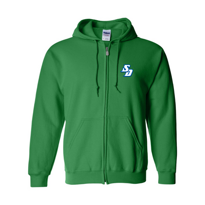 Men's San Diego Toreros Logo Gildan  Heavy Blend Full Zip Hooded Sweatshirt