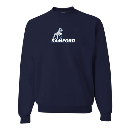 Men's Samford Bulldogs Logo  JERZEES NuBlend Crewneck Sweatshirt
