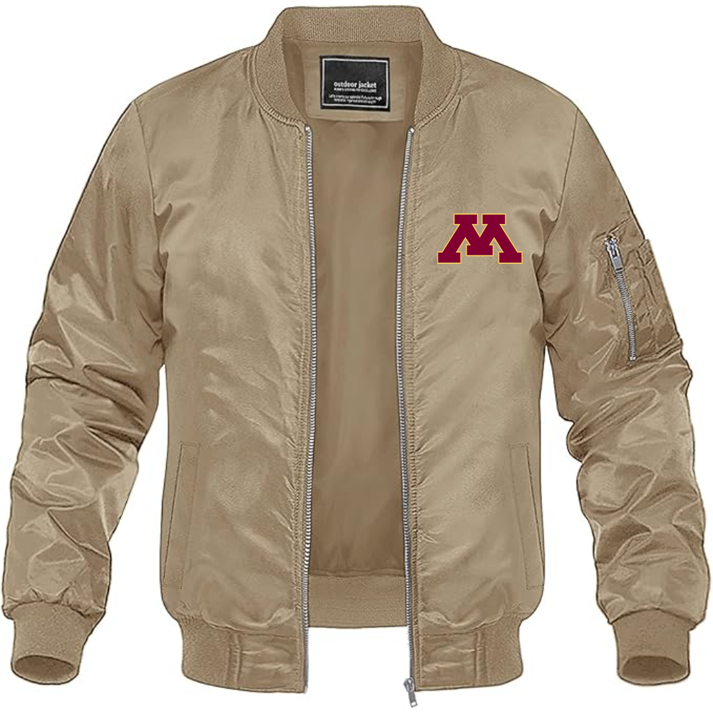 Men's Minnesota Golden Gophers Logo Lightweight Bomber Jacket Windbreaker Softshell Varsity Jacket Coat