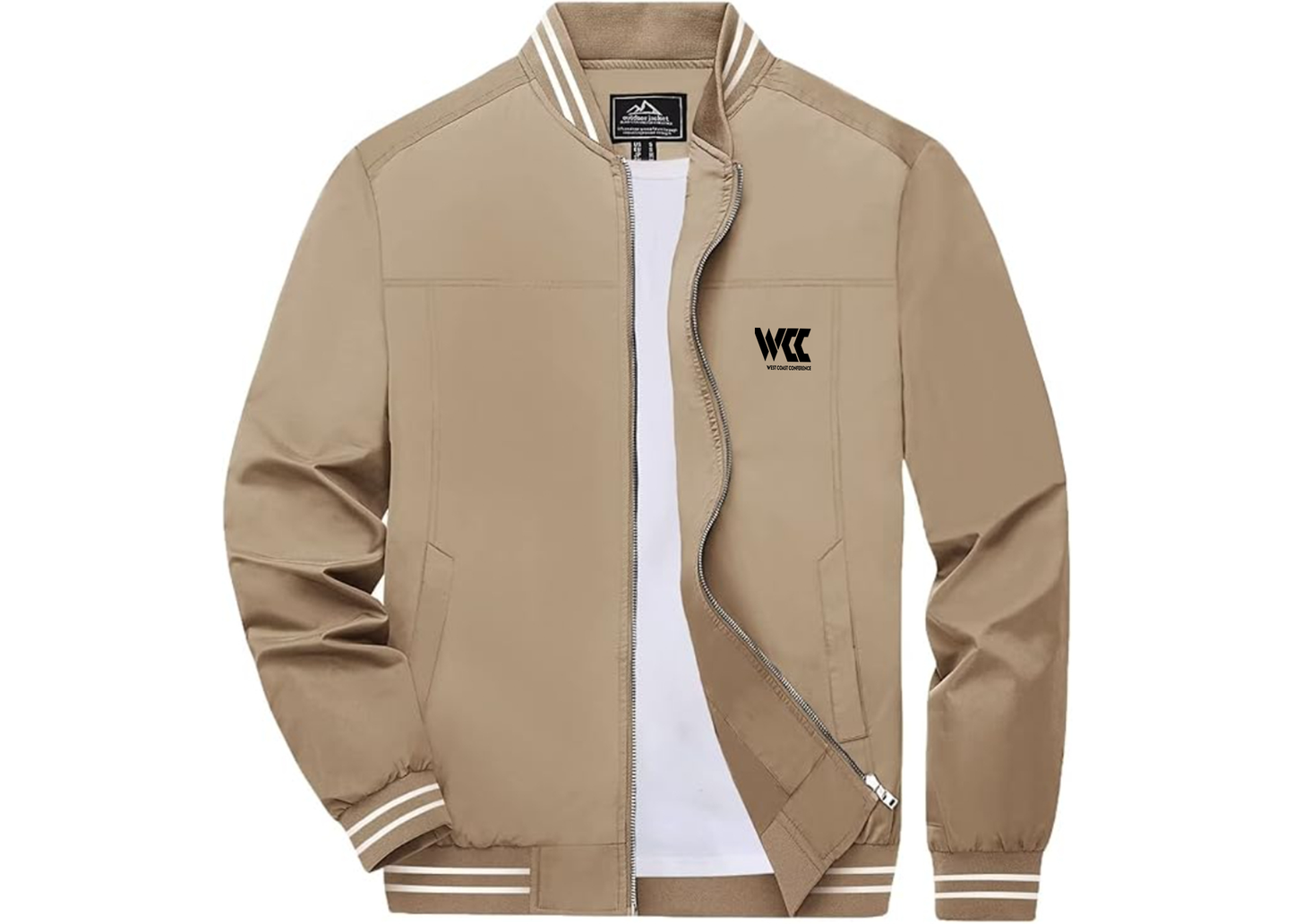 Men's West Coast Conference Lightweight Zip-Up Ribbed Collar and Cuffs Bomber Jacket