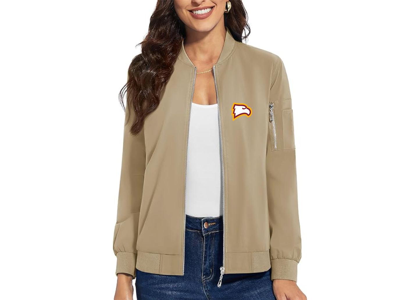Women's Winthrop Eagles Premium Bomber Jacket with Polished Detailing and Functional Sleeve Pocket Modern Luxury Outerwear