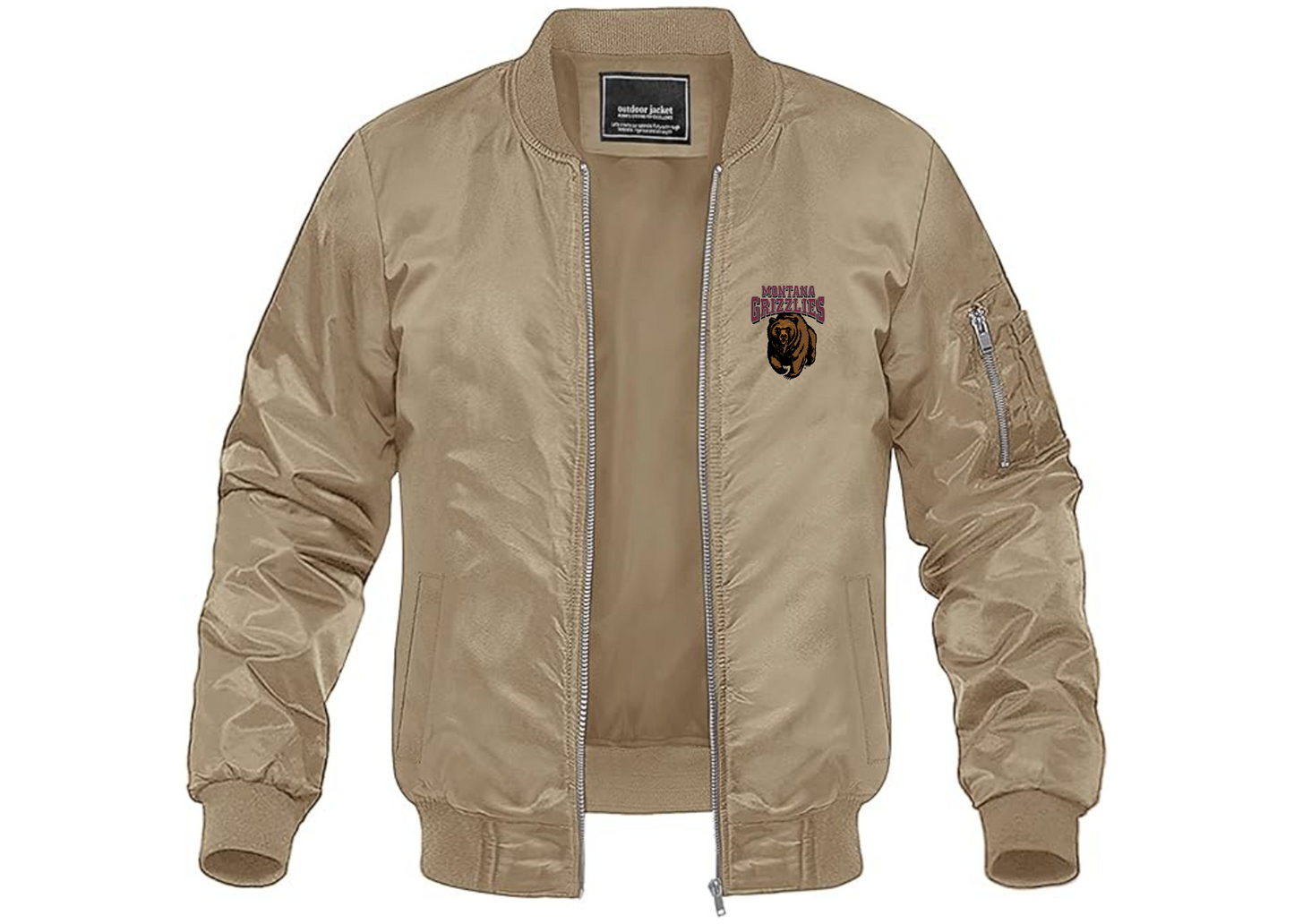 Men's Montana Grizzliesl Lightweight Bomber Jacket Windbreaker Softshell Varsity Jacket Coat