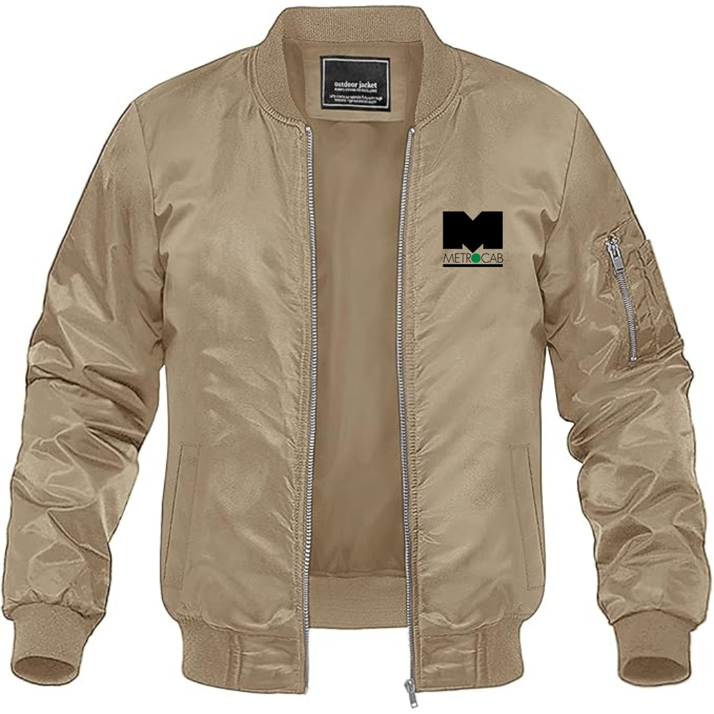 Men's Metrocab Logo Lightweight Bomber Jacket Windbreaker Softshell Varsity Jacket Coat