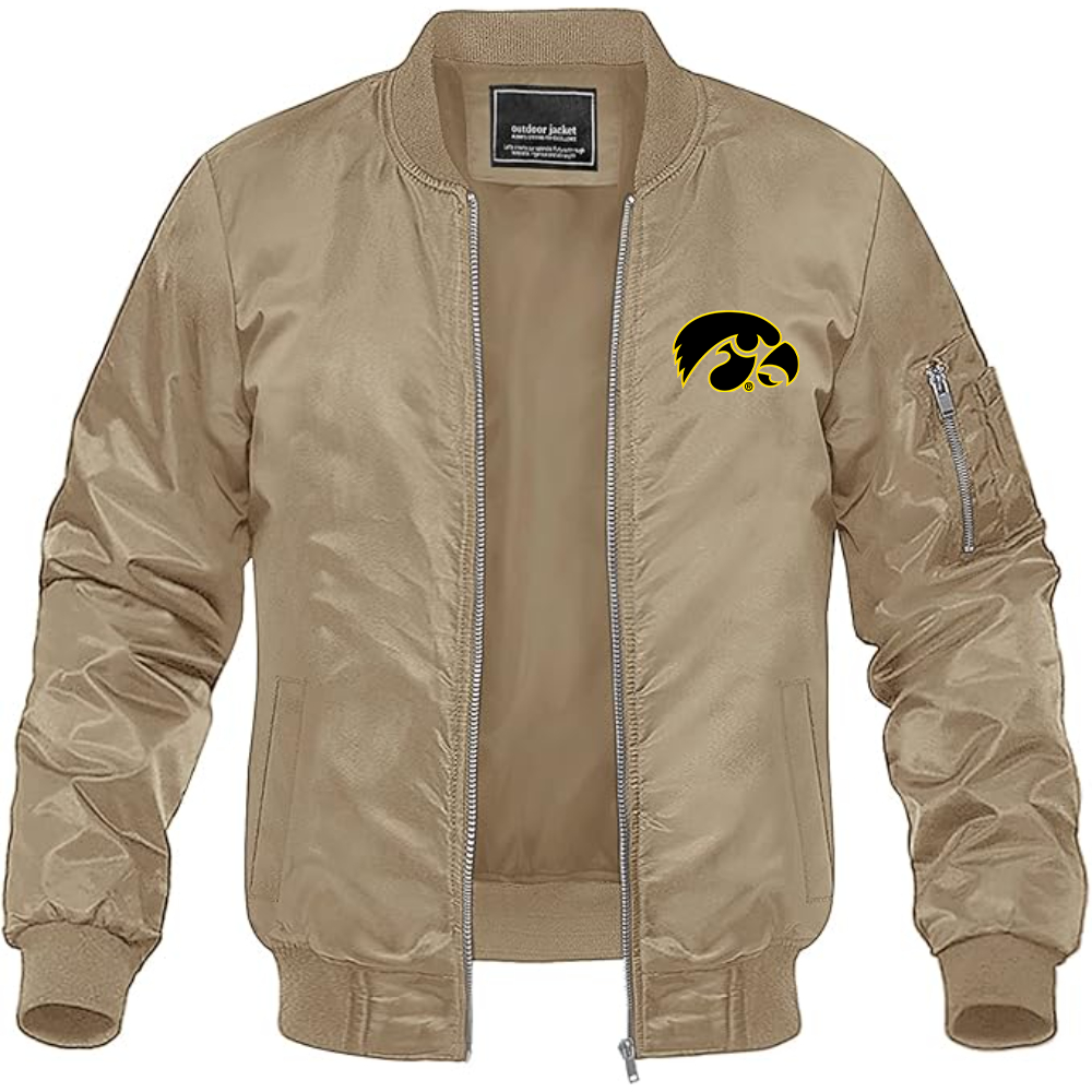 Men's Lowa Hawkeyes Logo Lightweight Bomber Jacket Windbreaker Softshell Varsity Jacket Coat