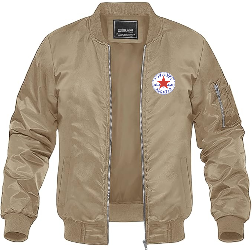 Men's Chuck Taylor All Star Logo Lightweight Bomber Jacket Windbreaker Softshell Varsity Jacket Coat