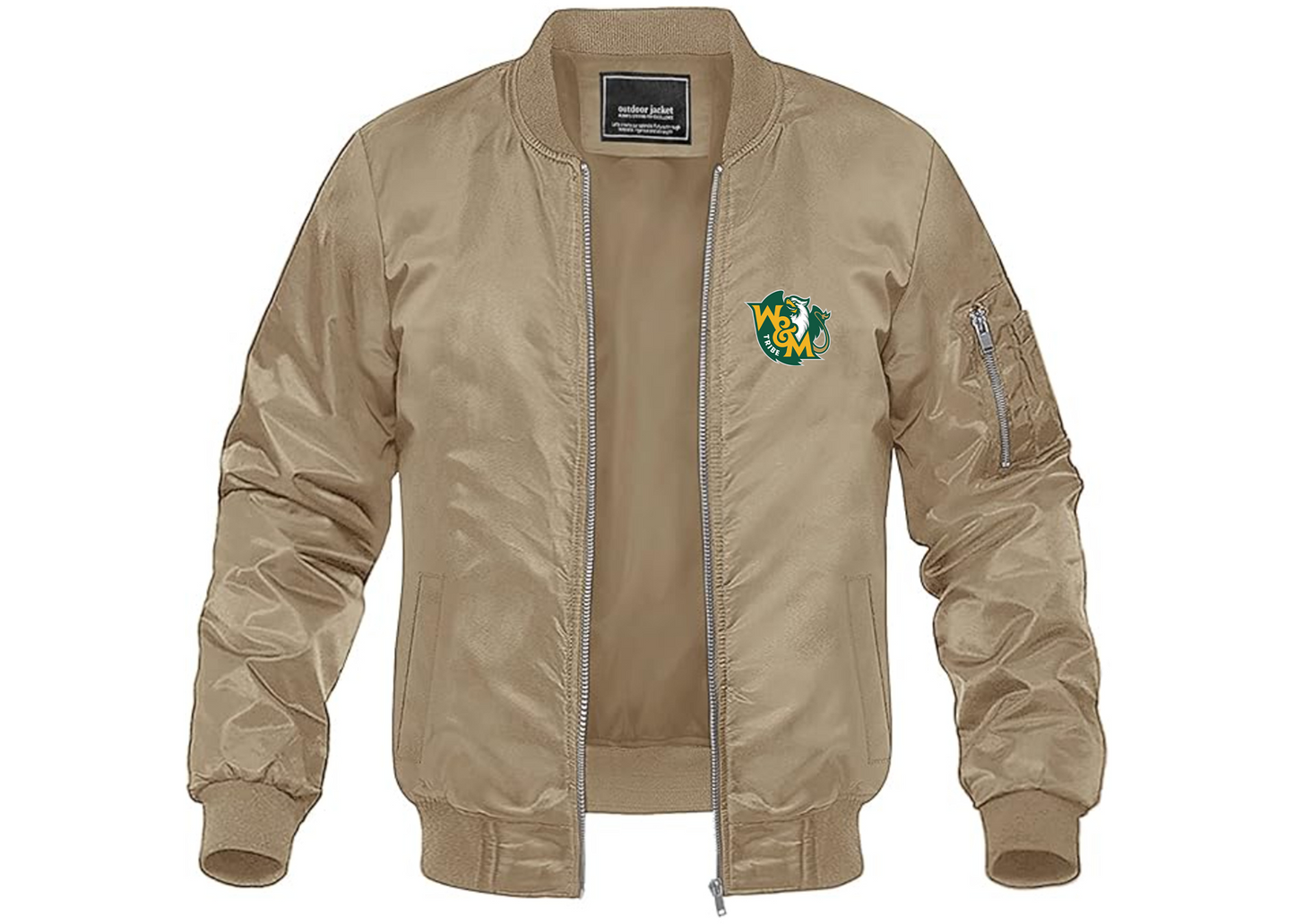 Men's William and Mary Tribe Lightweight Bomber Jacket Windbreaker Softshell Varsity Jacket Coat