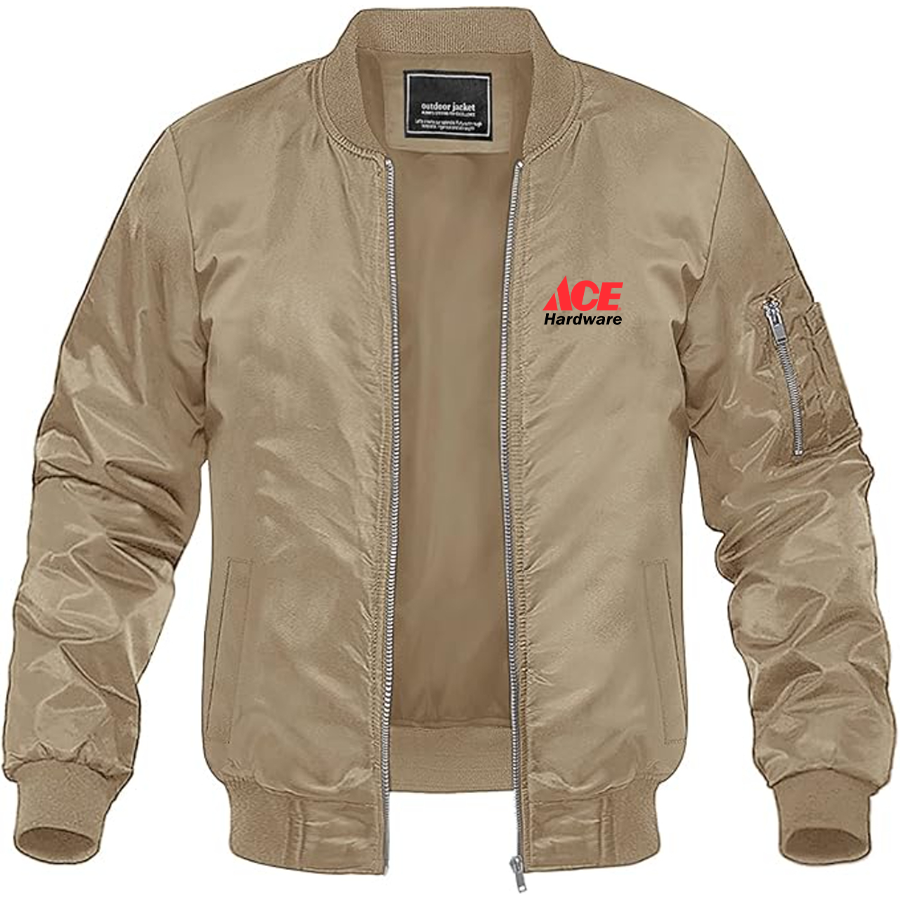 Men's ACE Hardware Logo Lightweight Bomber Jacket Windbreaker Softshell Varsity Jacket Coat
