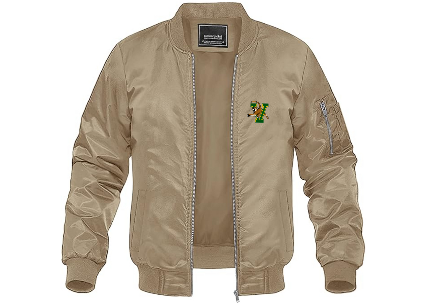 Men's Vermont Catamounts Lightweight Bomber Jacket Windbreaker Softshell Varsity Jacket Coat