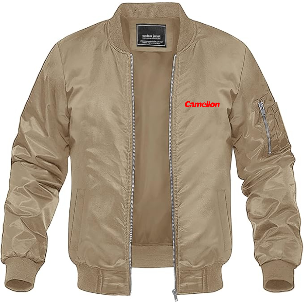 Men's Camelion Logo Lightweight Bomber Jacket Windbreaker Softshell Varsity Jacket Coat