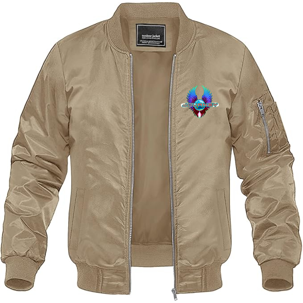 Men's Journey Logo Lightweight Bomber Jacket Windbreaker Softshell Varsity Jacket Coat