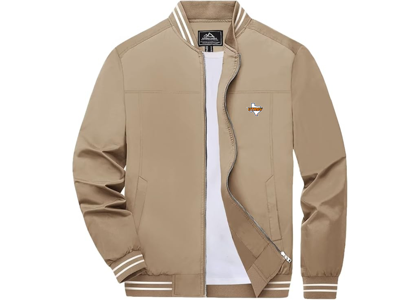 Men's UTRGV Vaqueros Lightweight Zip-Up Ribbed Collar and Cuffs Bomber Jacket