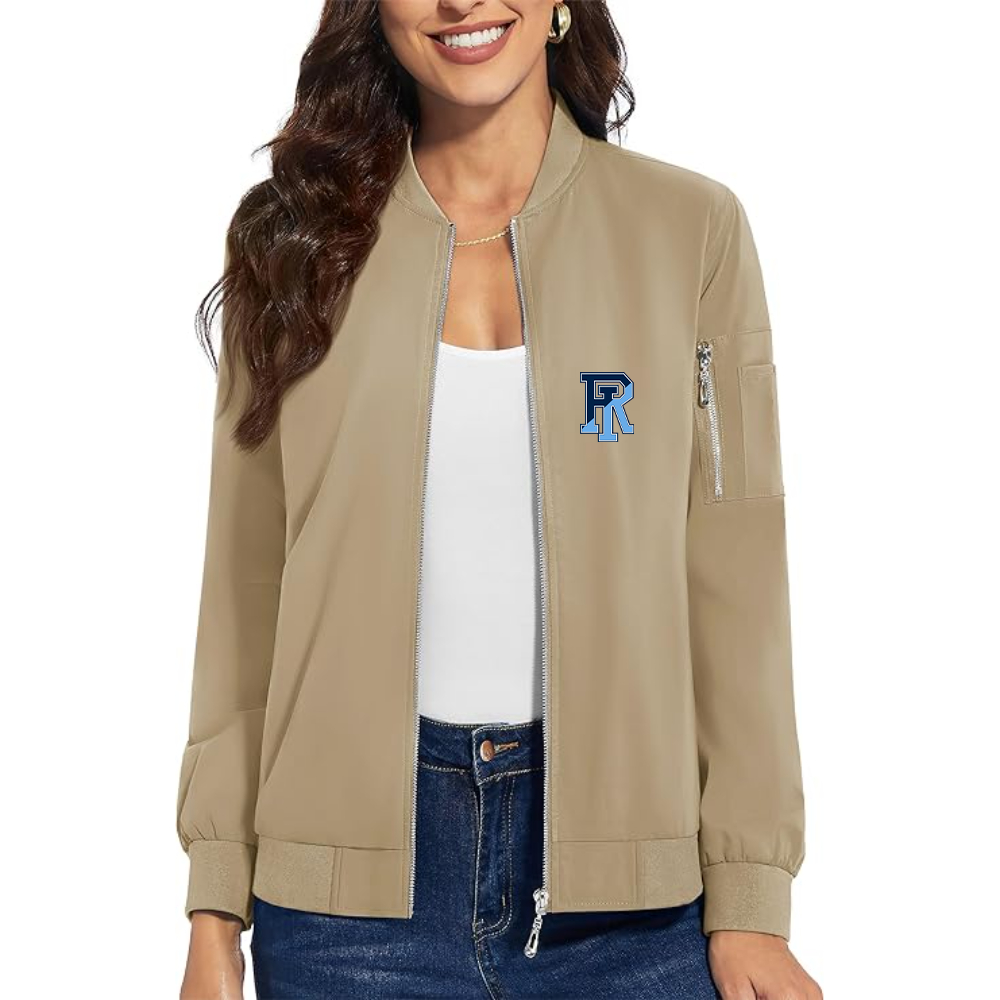 Women's Rhode Island Rams Logo Premium Bomber Jacket with Polished Detailing and Functional Sleeve Pocket Modern Luxury Outerwear