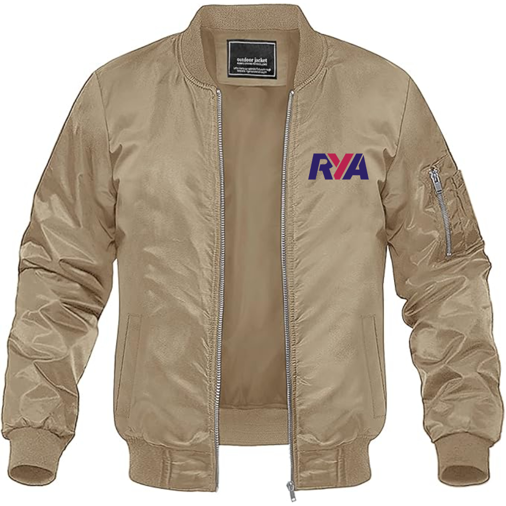 Men's Rya Logo Lightweight Bomber Jacket Windbreaker Softshell Varsity Jacket Coat