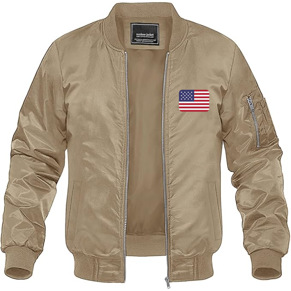 Men's American-Flag-Emoji Lightweight Bomber Jacket Windbreaker Softshell Varsity Jacket Coat