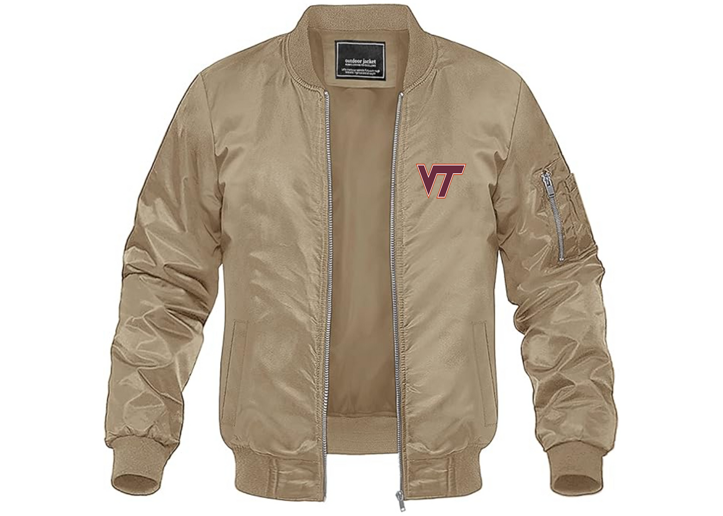 Men's Virginia Tech Hokies Lightweight Bomber Jacket Windbreaker Softshell Varsity Jacket Coat