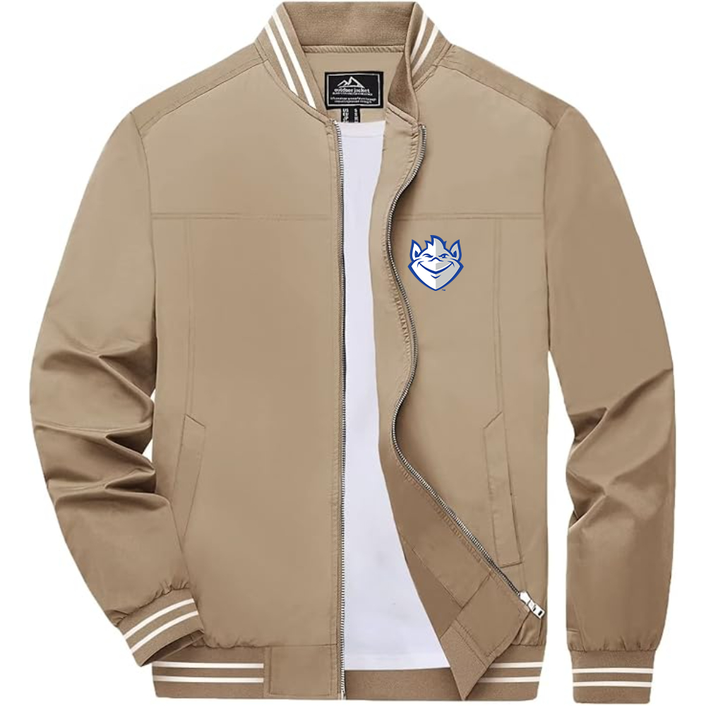 Men's Saint Louis Billikens Logo Lightweight Zip-Up Ribbed Collar and Cuffs Bomber Jacket