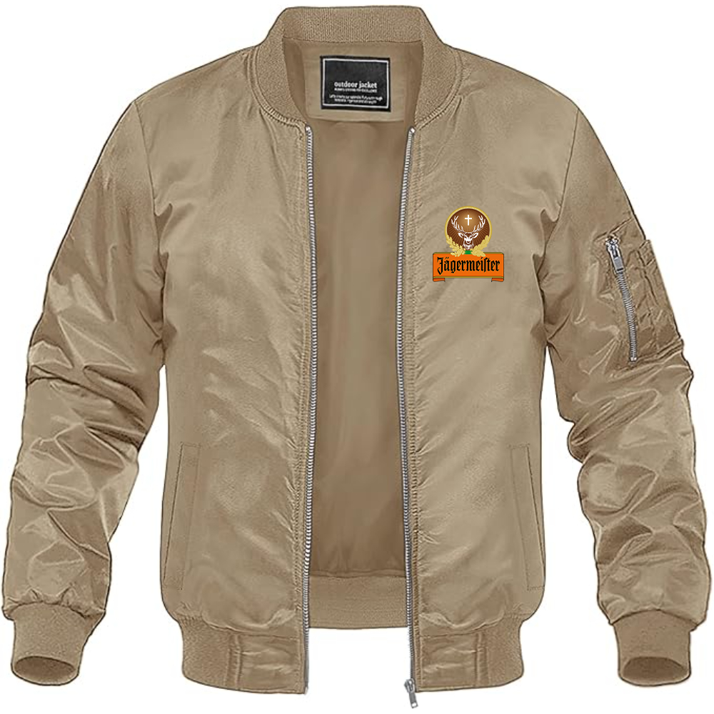 Men's Jagermeister Logo Lightweight Bomber Jacket Windbreaker Softshell Varsity Jacket Coat