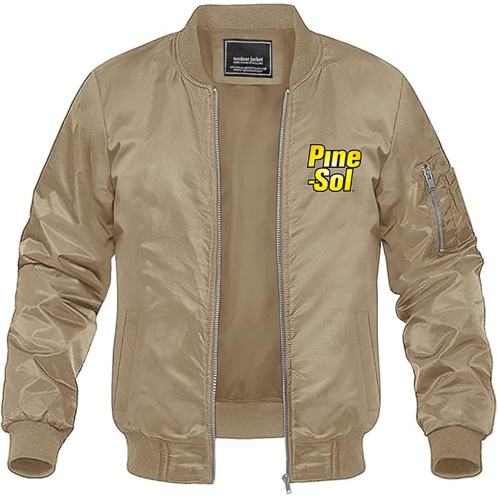 Men's Pine Sol Logo Lightweight Bomber Jacket Windbreaker Softshell Varsity Jacket Coat