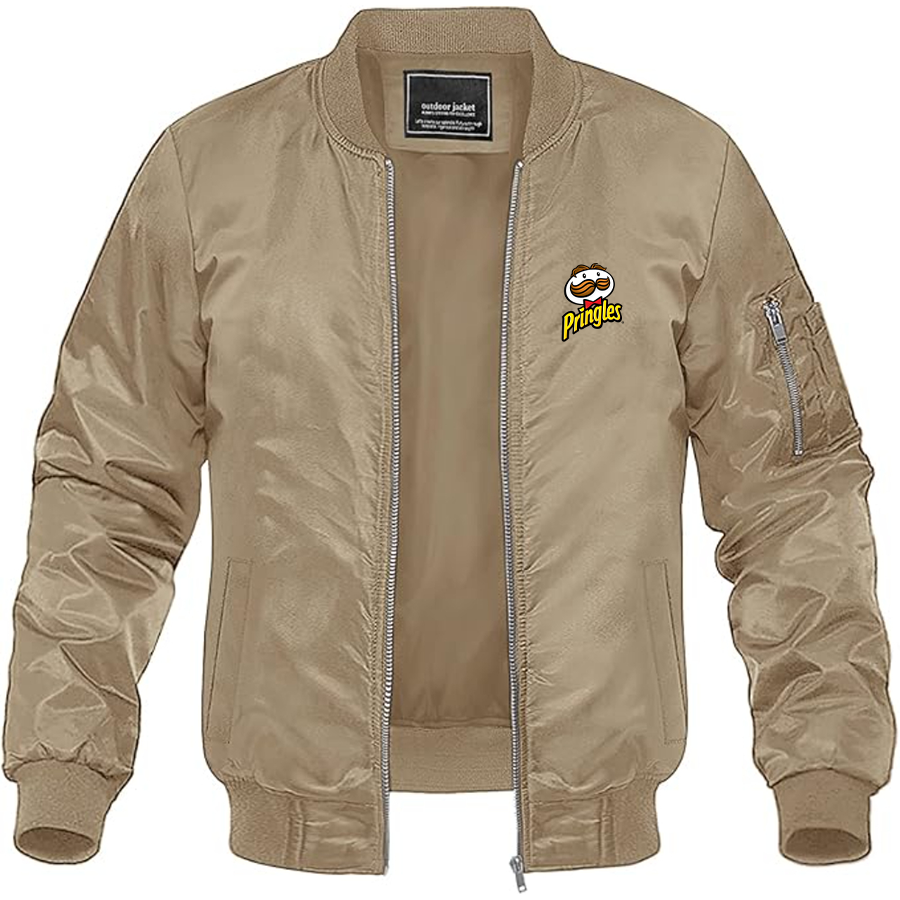 Men's Pringles Logo Lightweight Bomber Jacket Windbreaker Softshell Varsity Jacket Coat