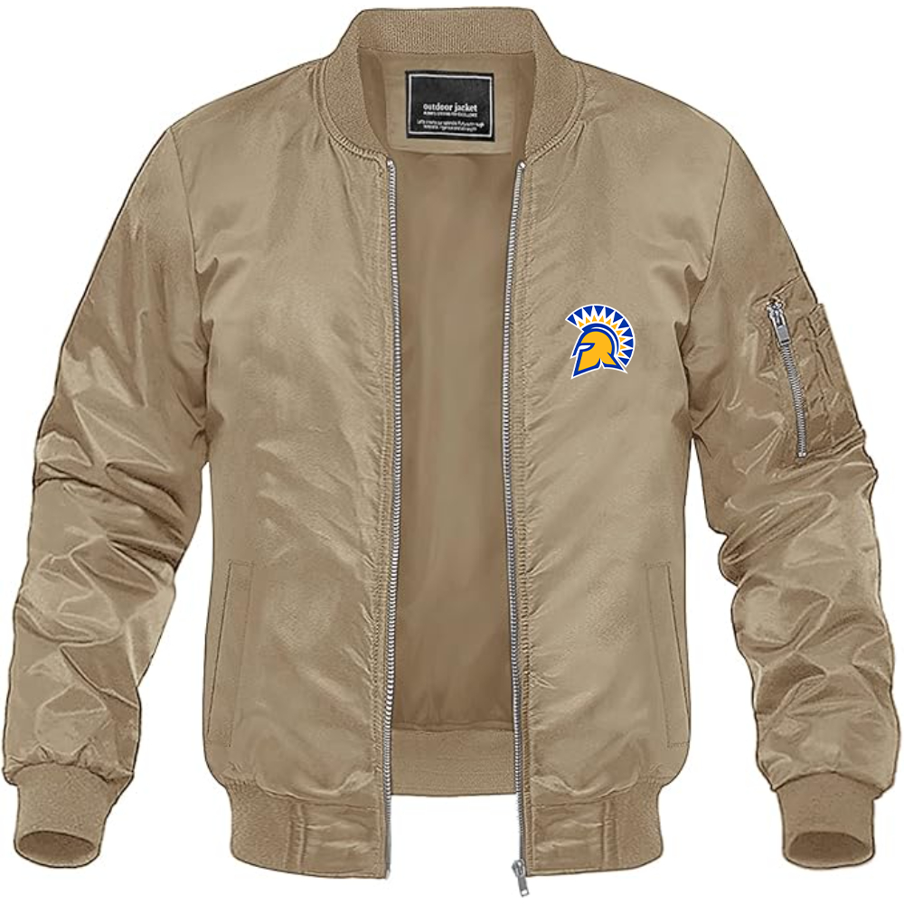 Men's San Jose State Spartans Logo Lightweight Bomber Jacket Windbreaker Softshell Varsity Jacket Coat