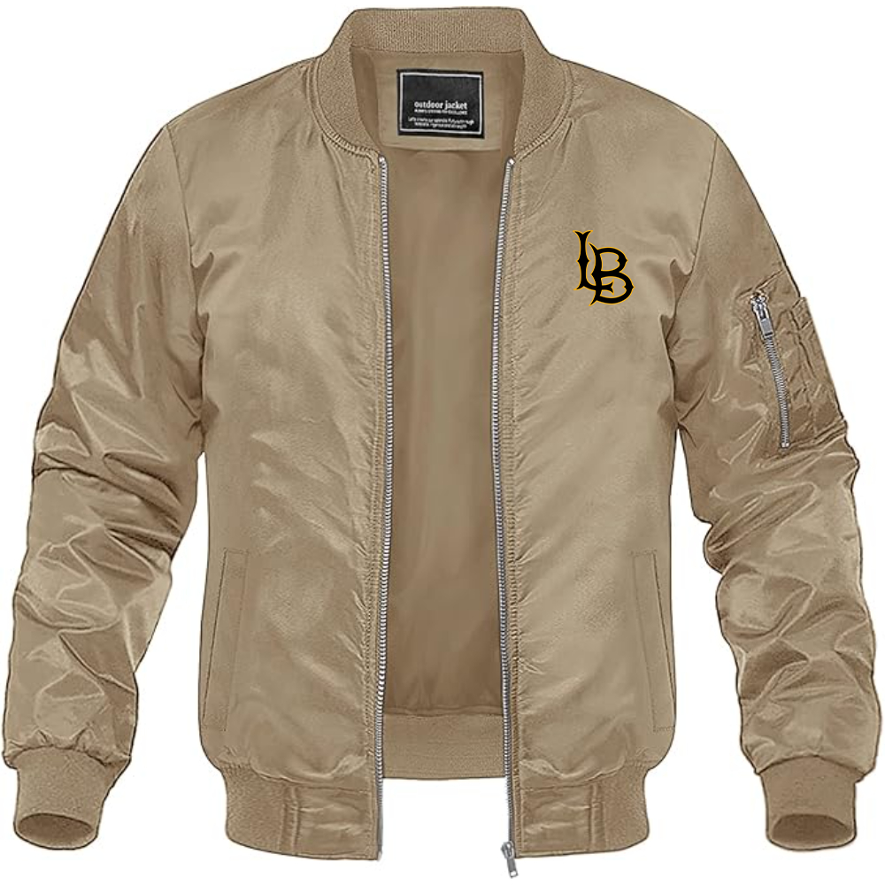 Men's Long Beach State 49ers Logo Lightweight Bomber Jacket Windbreaker Softshell Varsity Jacket Coat