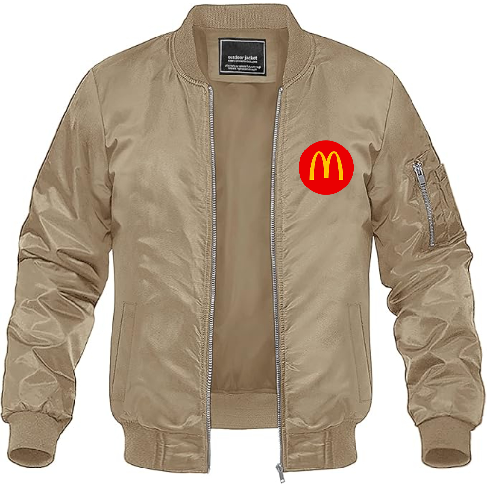 Men's McDonalds  Logo Lightweight Bomber Jacket Windbreaker Softshell Varsity Jacket Coat